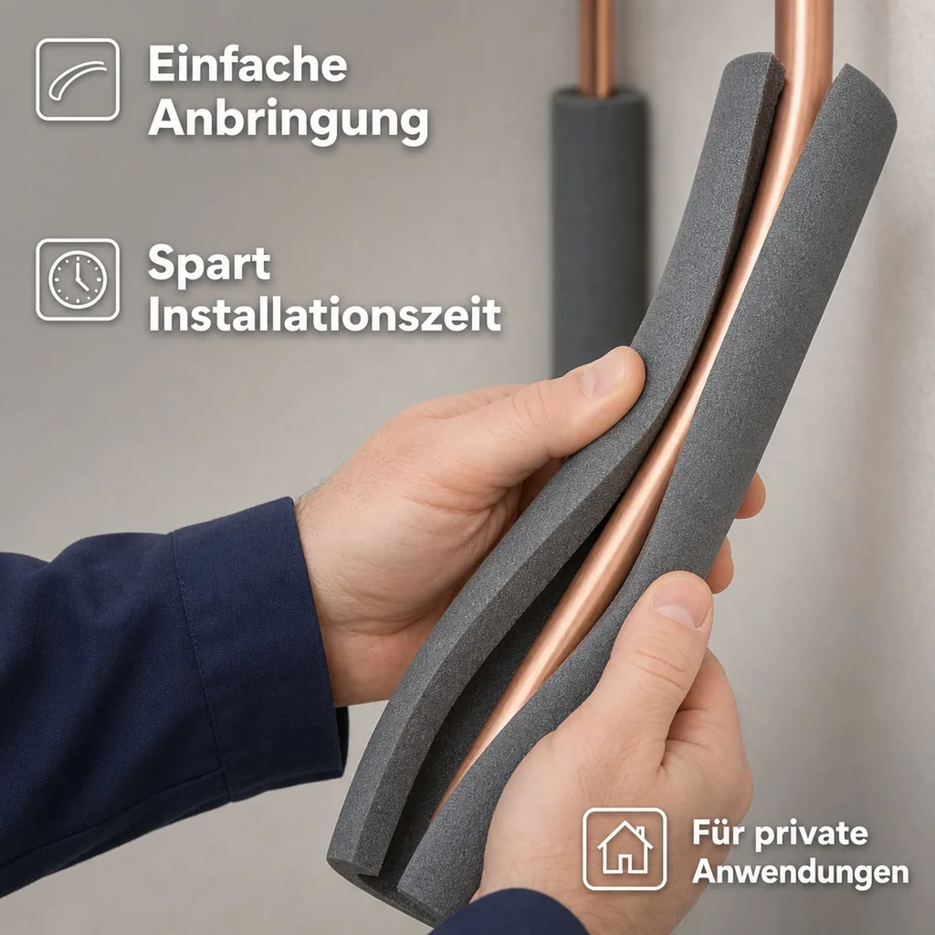 AEROFLEX® SH Rohrisolierung, Rohrdämmung - 2 m, flexibles Isoliermaterial aus geschlossenzelligem Schaumgummi, schwarz - 76 x 40 mm