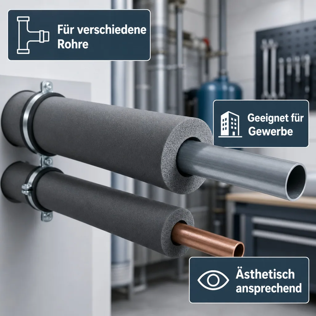 AEROFLEX® SH Rohrisolierung, Rohrdämmung - 2 m, flexibles Isoliermaterial aus geschlossenzelligem Schaumgummi, schwarz - 89 x 40 mm