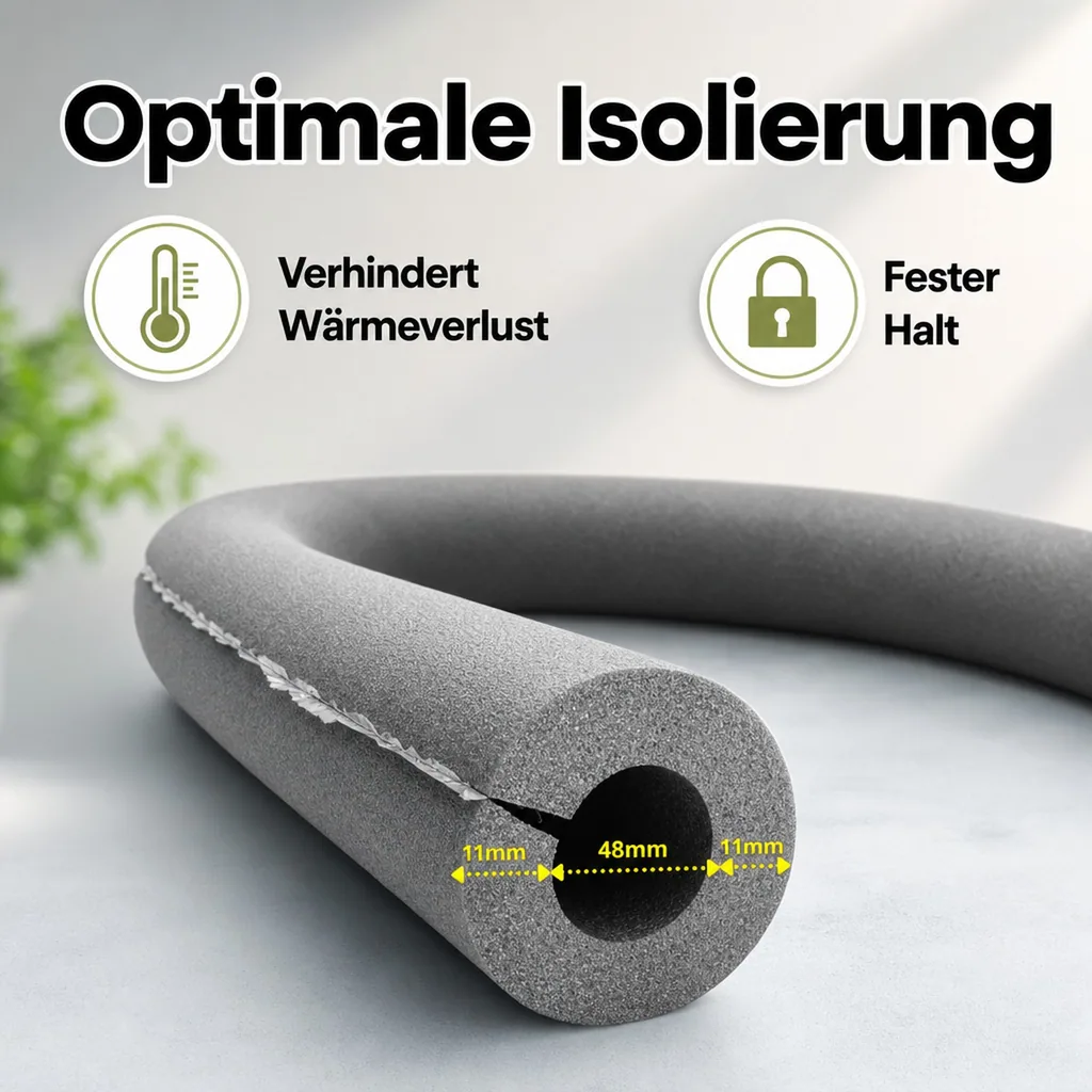AEROFLEX® SH XT Rohrisolierung, Rohrdämmung - 2 m, selbstklebend, flexibles Isoliermaterial aus geschlossenzelligem Schaumgummi, schwarz - 48 x 10 mm