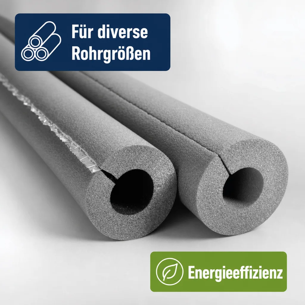 AEROFLEX® SH XT Rohrisolierung, Rohrdämmung - 2 m, selbstklebend, flexibles Dämmmaterial aus geschlossenzelligem Schaumkautschuk, schwarz - 54 x 10 mm