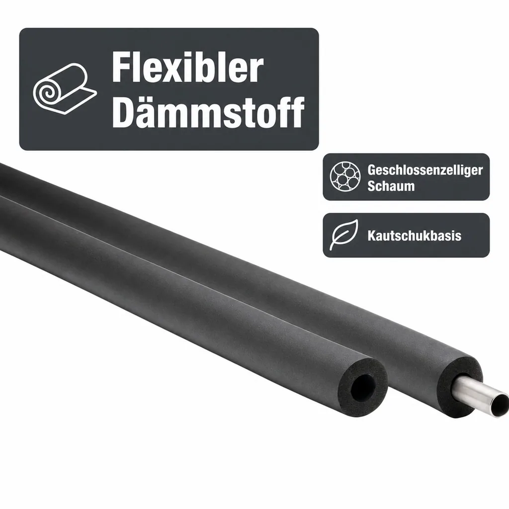 AEROFLEX® SH Rohrisolierung, Rohrisolierung - 2 m, flexibles Isoliermaterial aus geschlossenzelligem Schaumgummi, schwarz - 18 x 10 mm