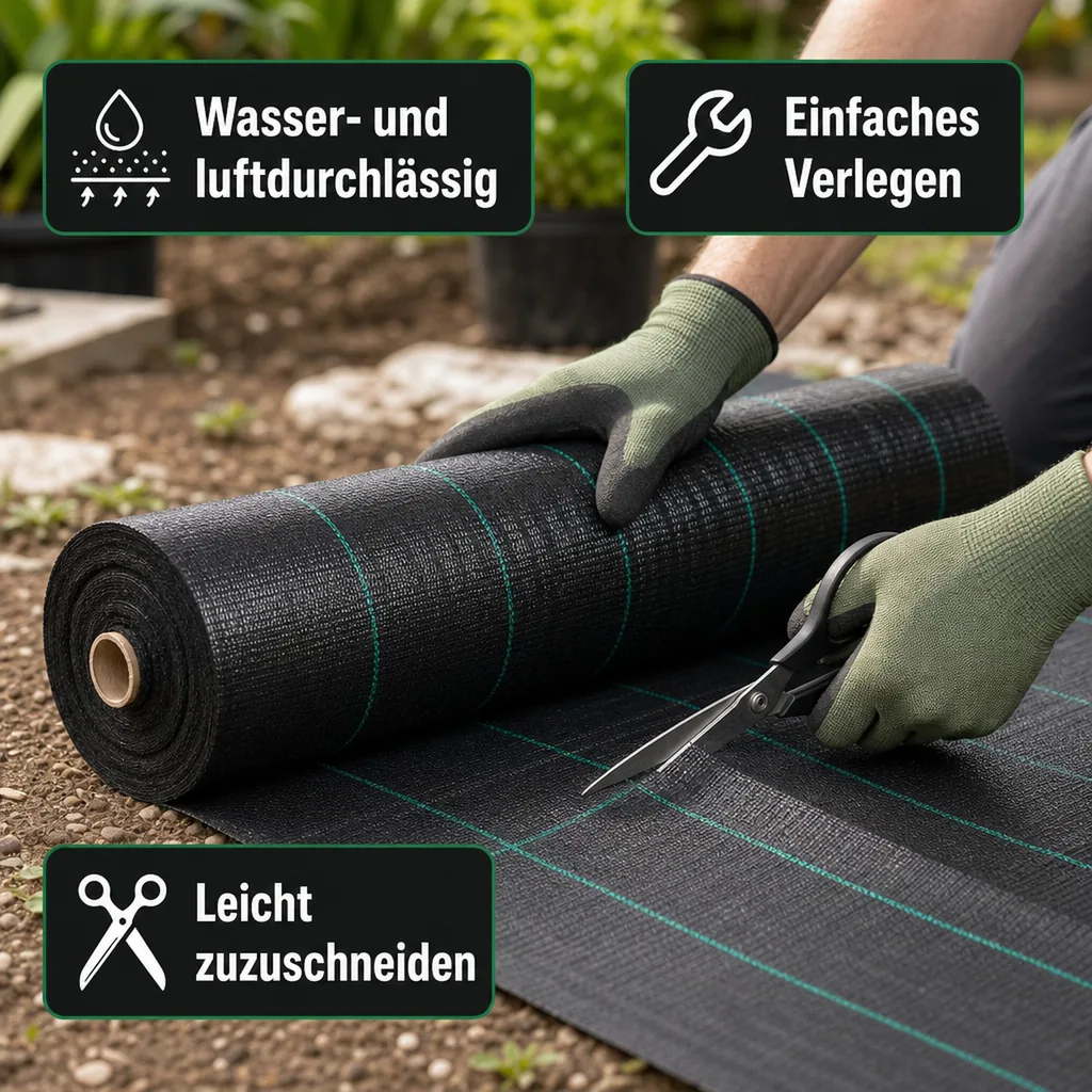 Unkrautvlies, Bodengewebe, Abdeckvlies, 100g/m², 1x1 Meter