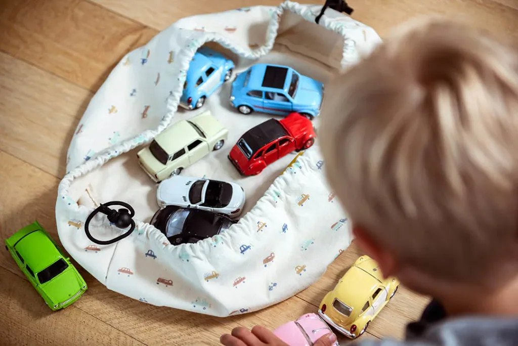 Play&Go Spielzeugsack, Spielzeugkorb, Spielzeug aufbewahrungstasche - Mini, Farbe: Mini-Autos
