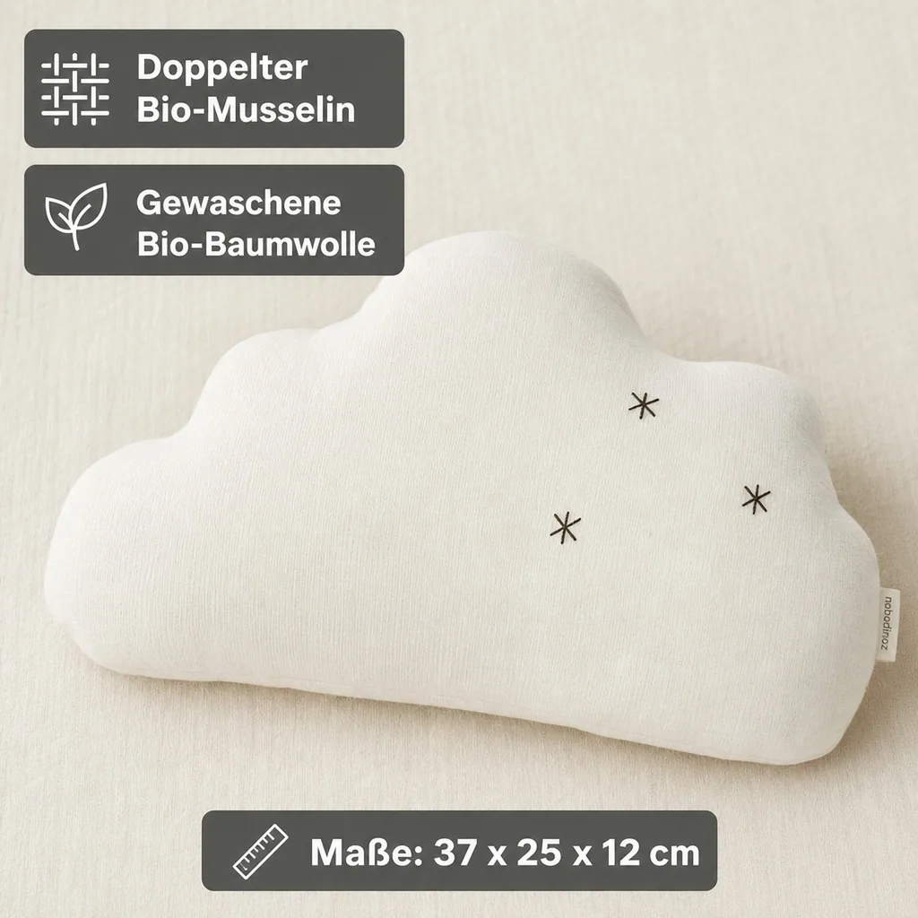 Nobodinoz WABI SABI Wolkenkissen, Babykissen, 37 x 25 cm, Farbe: NATURAL