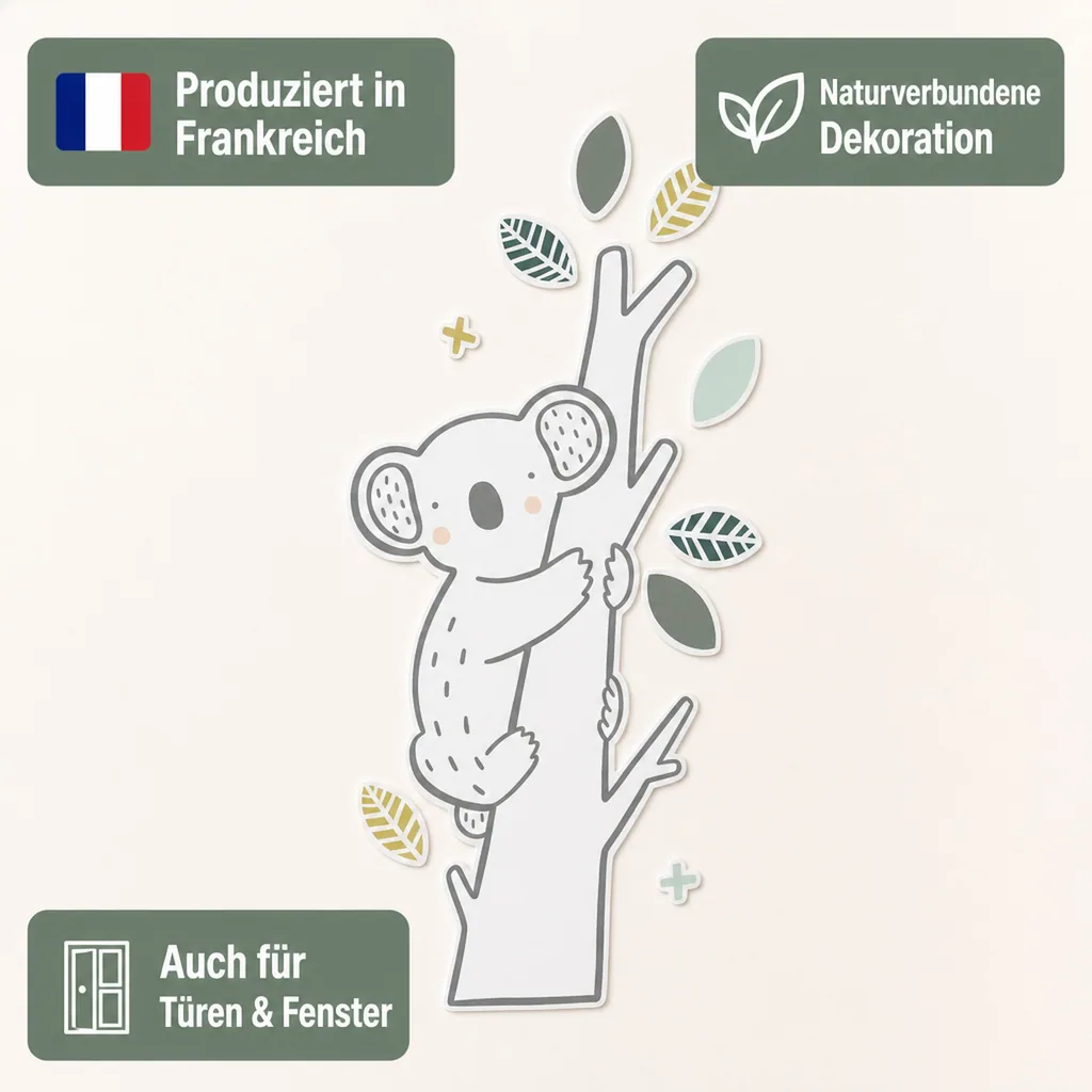 Lilipinso Wandsticker XL Kleiner Koala auf Ast grau grün