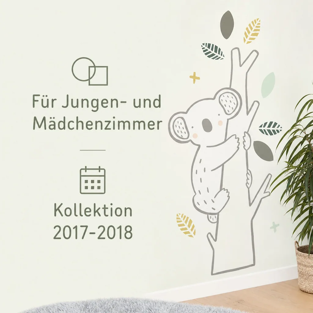 Lilipinso Wandsticker XL Kleiner Koala auf Ast grau grün