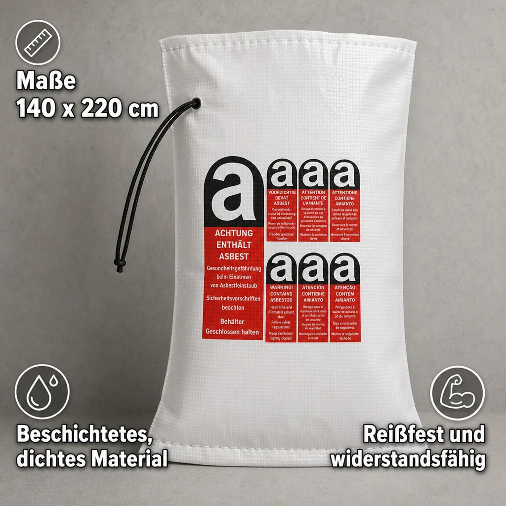 KMF Sack, Mineralwolle Sack 140x220cm, 1200 Liter, Entsorgungssack