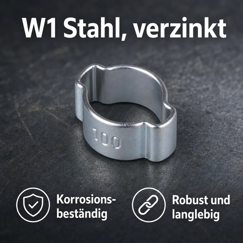 Ohr Schellen, 2 Ohr Klemmschellen, Schlauchschellen 7-9mm, W1