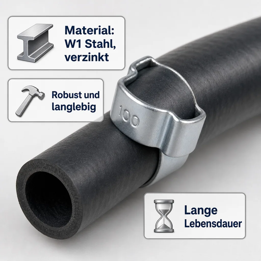 Ohr Schellen, 2 Ohr Klemmschellen, Schlauchschellen 7-9mm, W1