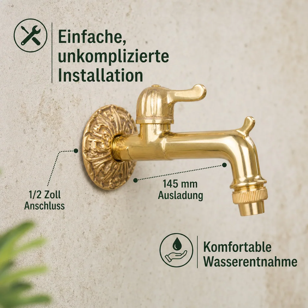Auslaufventil 1/2 Zoll, Nostalgie, Garten Wasserhahn, Hebel