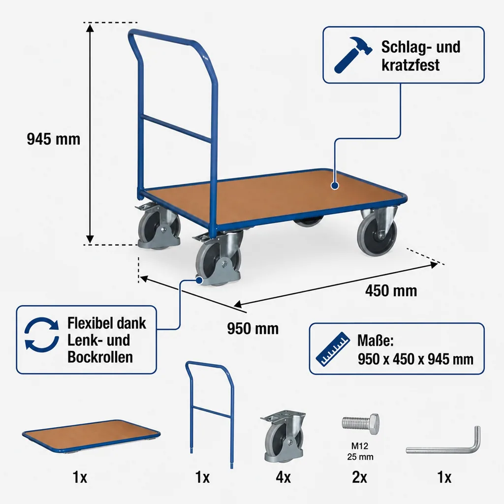 Schiebebügelwagen 200 kg, EasySTOP Transportwagen