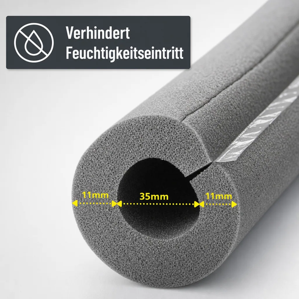 Rohrisolierung Kautschuk selbstklebend, 35mm Ø, 2m, für Heizung und Sanitär