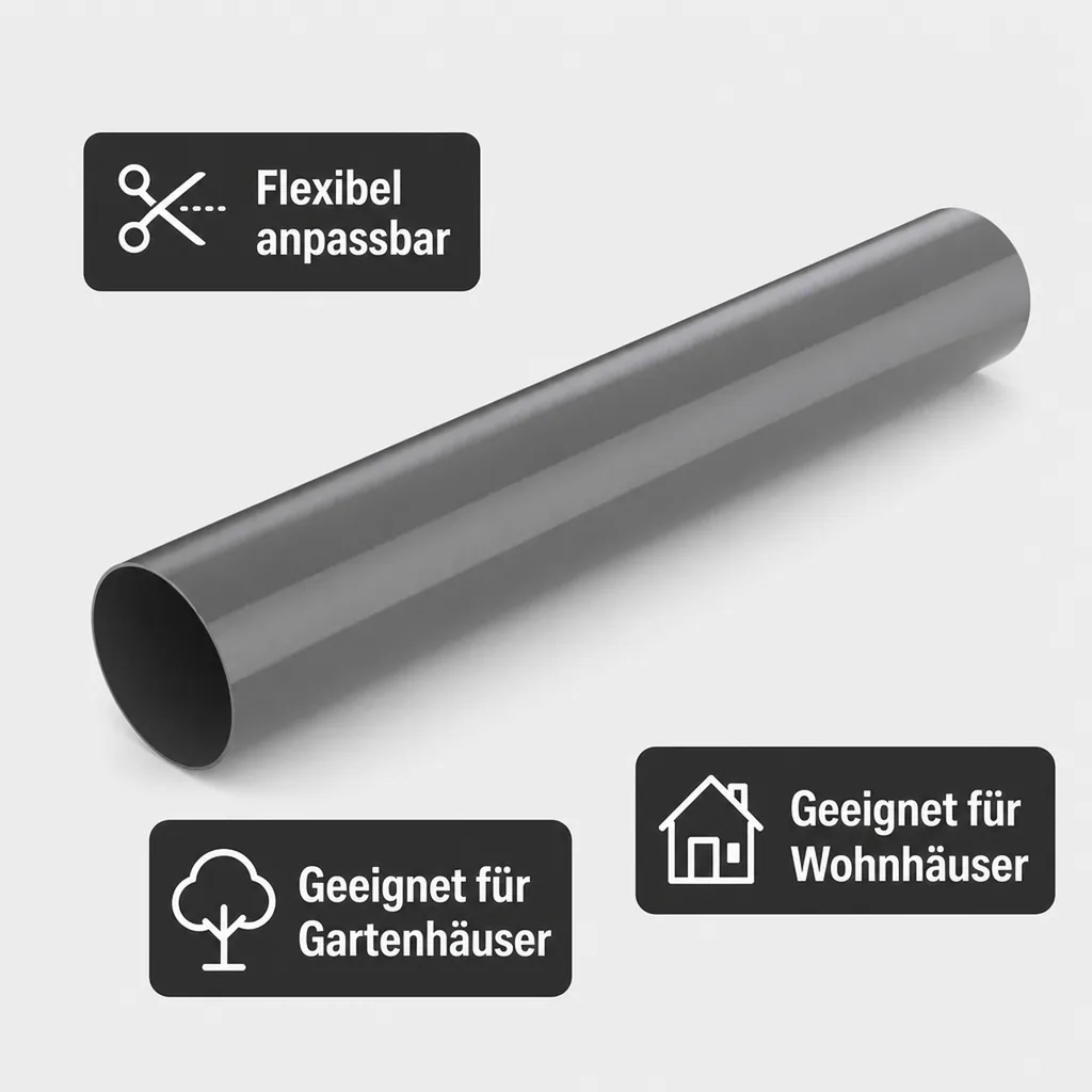 Fallrohr 90, 2m, graphit, Regenrohr System 90