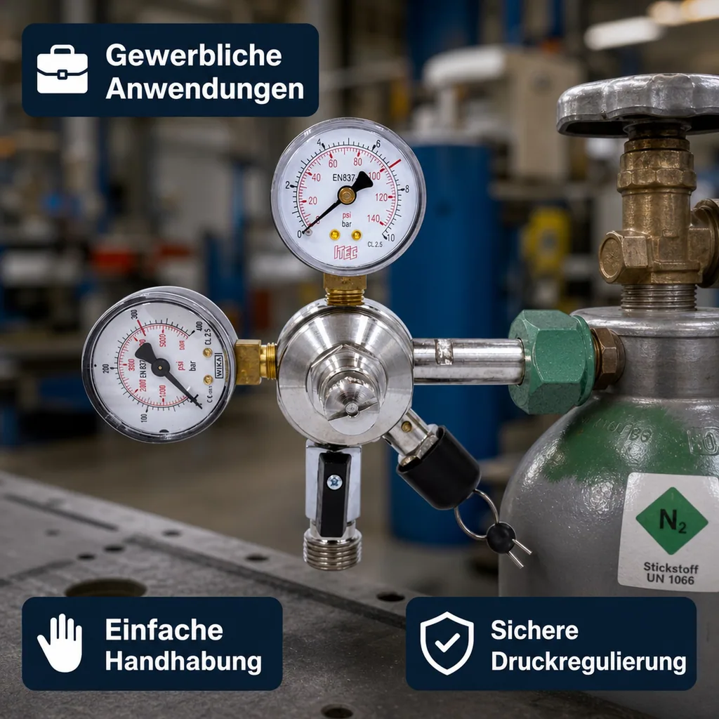 Druckminderer, Druckregler, Druckreduzierventil - Stickstoff (N2), 1-leitig, Ausführung: 7 bar
