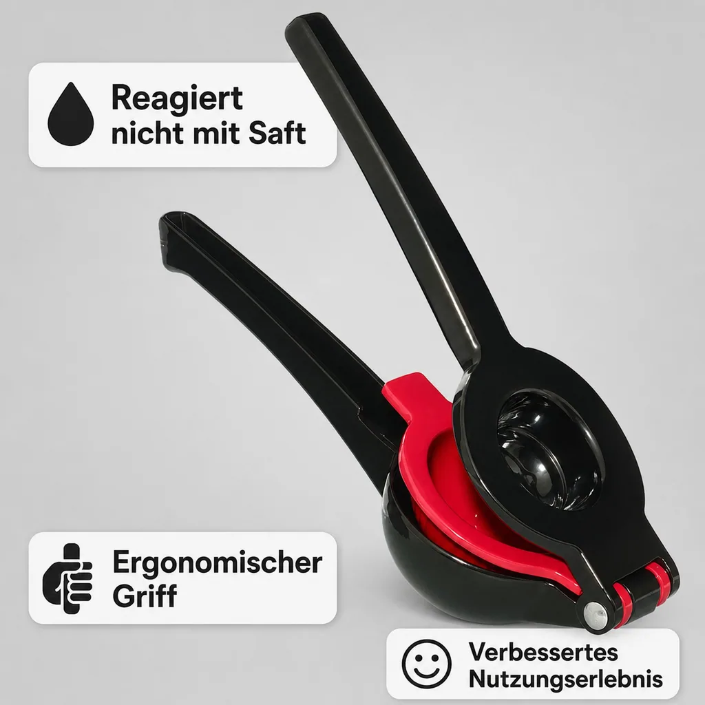Zitronenpresse, Zitruspresse, Limettenpresse - SQUEEZY, (Black Edition) - Manuelle aus Aluminiumguss