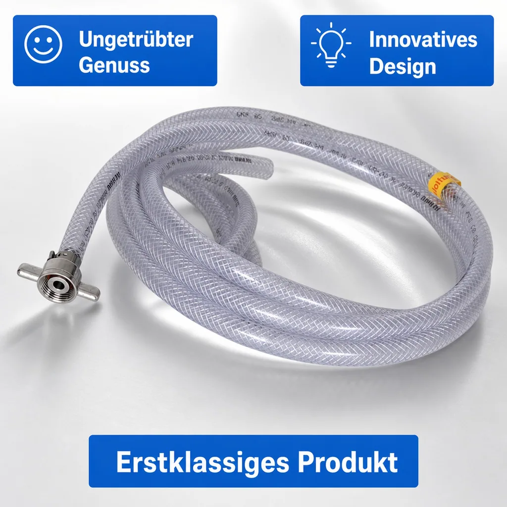 Getränkeschlauch für Glühweingerät: Schnellere Zapfgeschwindigkeit & einfache Reinigung, 10mm, Komplett fertig, ca. 2,5 m