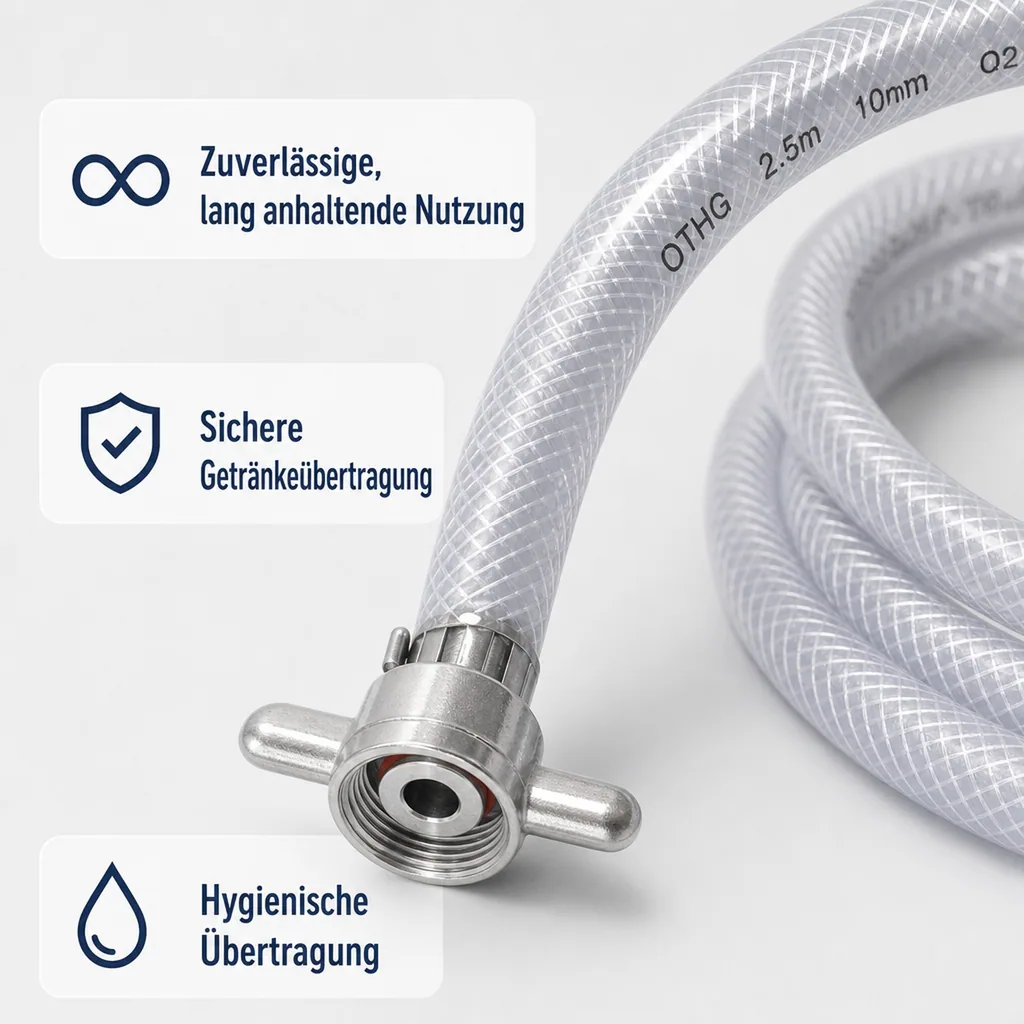 Getränkeschlauch 10mm komplett fertig (ca. 2,5m) – für Glühweingeräte mit 10mm Anschlüssen