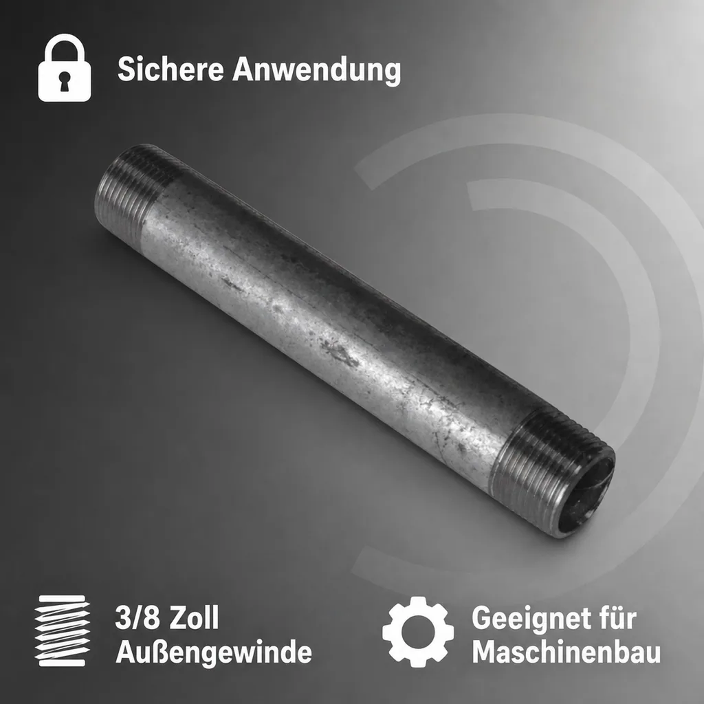 Rohrnippel verzinkt, Gewindefitting, 3/8 Zoll AG x 3/8 Zoll AG