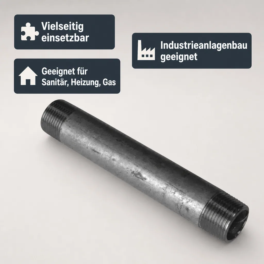 Rohrnippel verzinkt, Gewindefitting, 3/8 Zoll AG x 3/8 Zoll AG