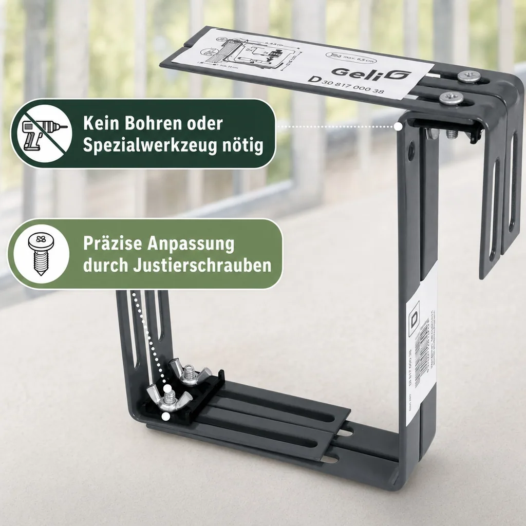 Blumenkastenhalterung, Balkonkastenhalterung Geländer, 2-fach verstellbar, anthrazit