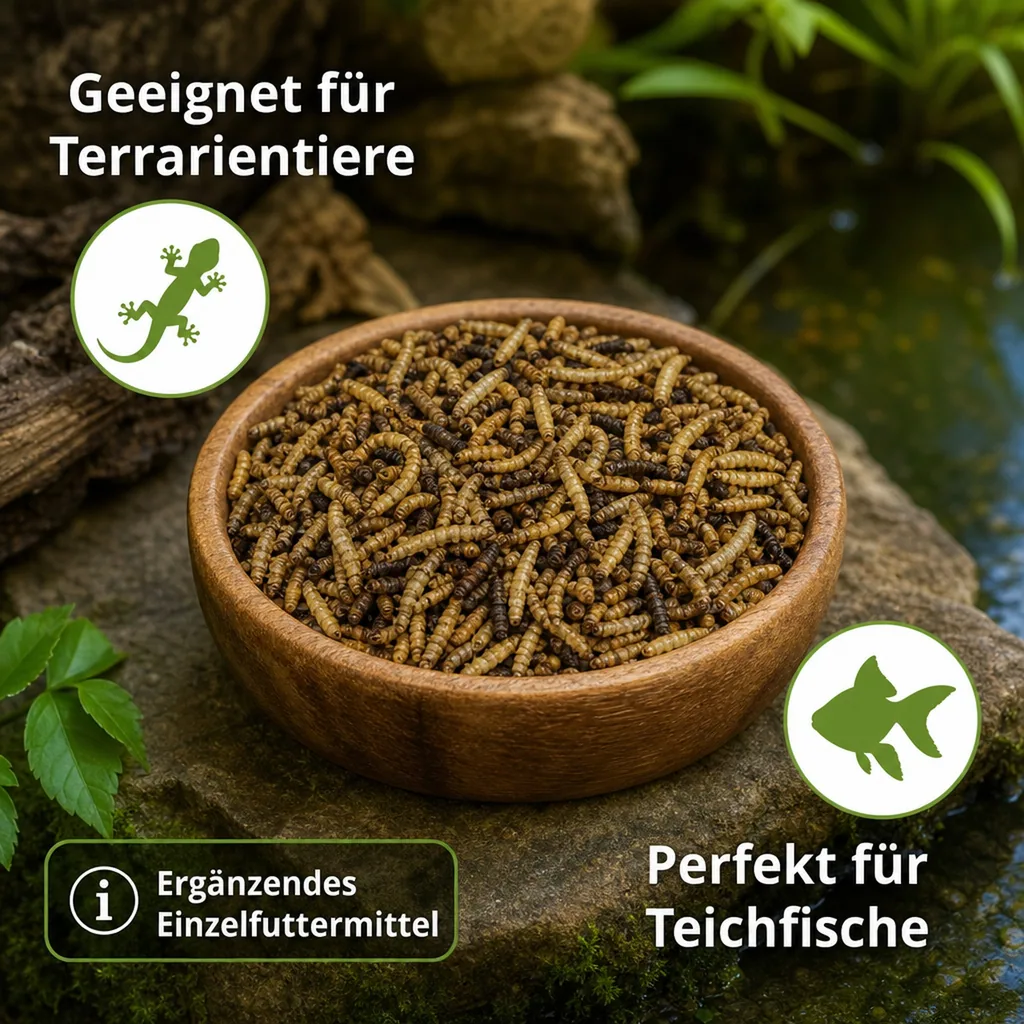 28,5 Liter Soldatenfliegenlarven (5kg) - Ganze, getrocknete Hermetia illucens