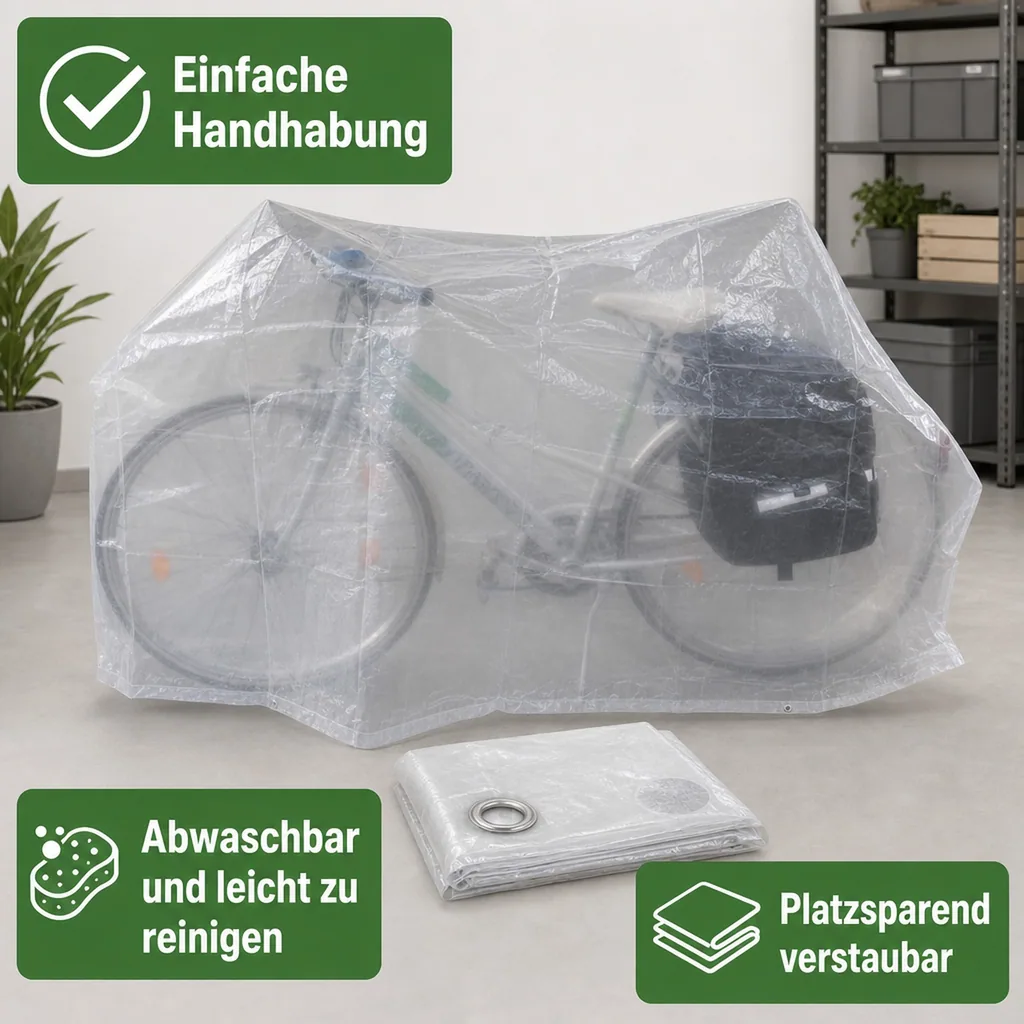 Fahrrad Abdeckung transparent 230x120cm, Fahrrad Schutzhülle, Abdeckplane