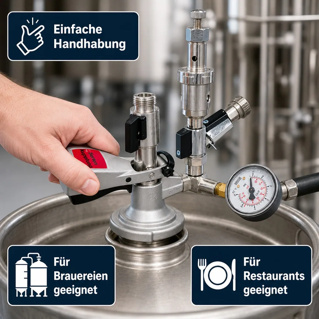 Füllzapfkopf zum Befüllen von KEG-Bierfässern, Ausführung: KORB Füllzapfkopf