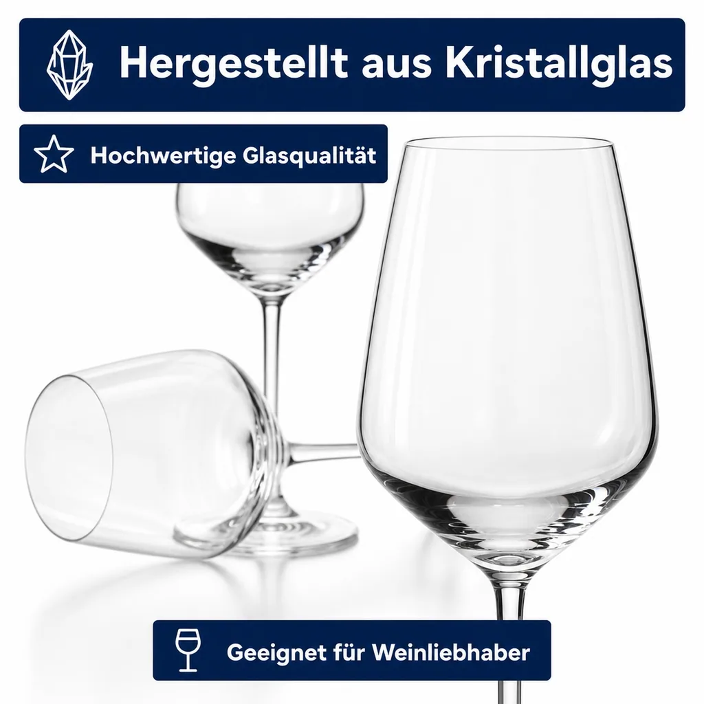 Weingläser Set (6 Stück, 350ml) - Serie Allegra - Klassisch & Elegant