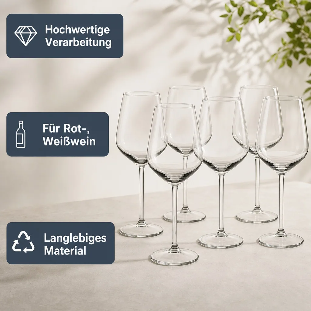 Weinglas, Rotweingläser - 6er-Set - Allegra, 490 ml