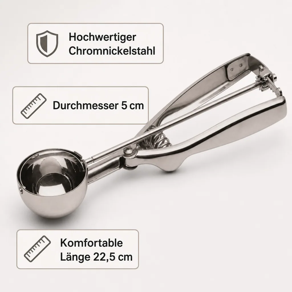 Eisportionierer, Eislöffel, Eiskugelformer - Chrom Nickel Stahl, Durchmesser 5cm