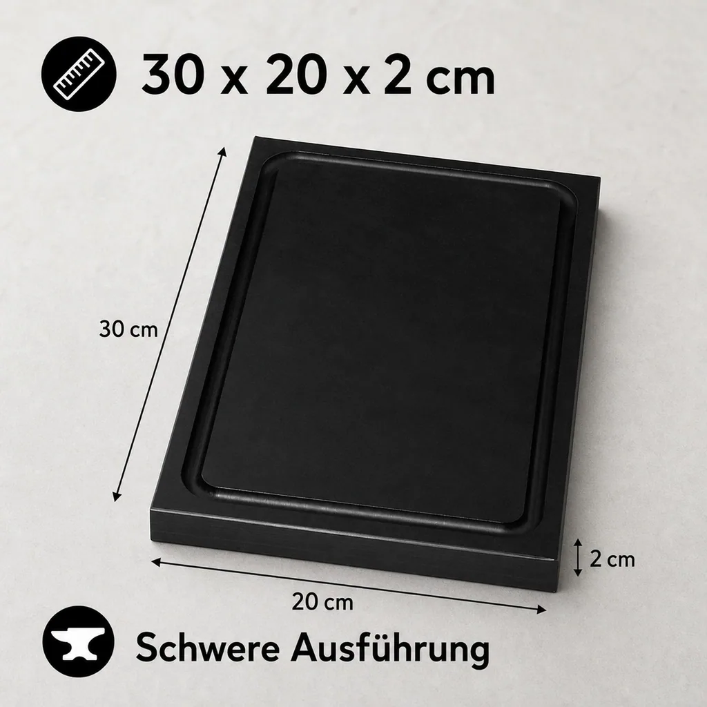 Schneidbrett 30x20x2cm - Robust, rutschfest & mit Saftrinne - Made in Germany