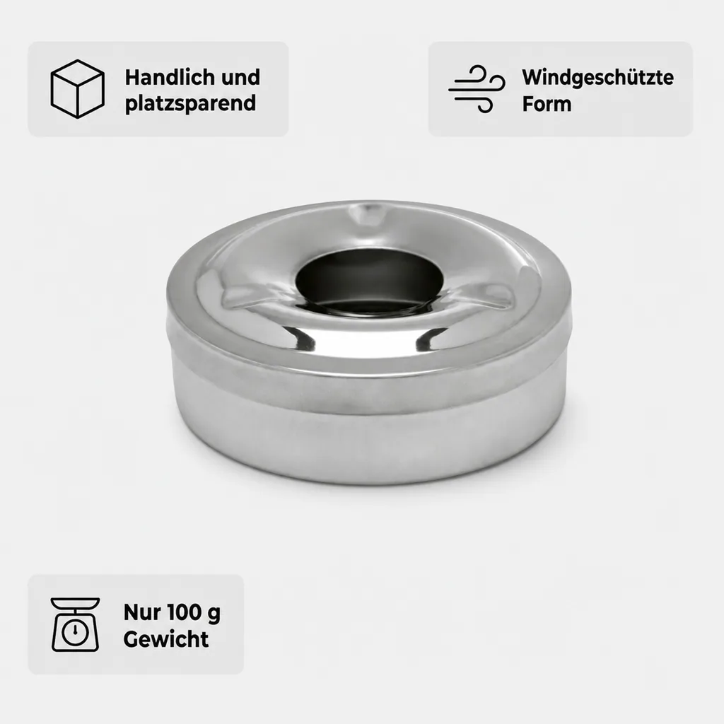 Aschenbecher, Windaschenbecher - Chromnickelstahl, für Balkon 11 cm