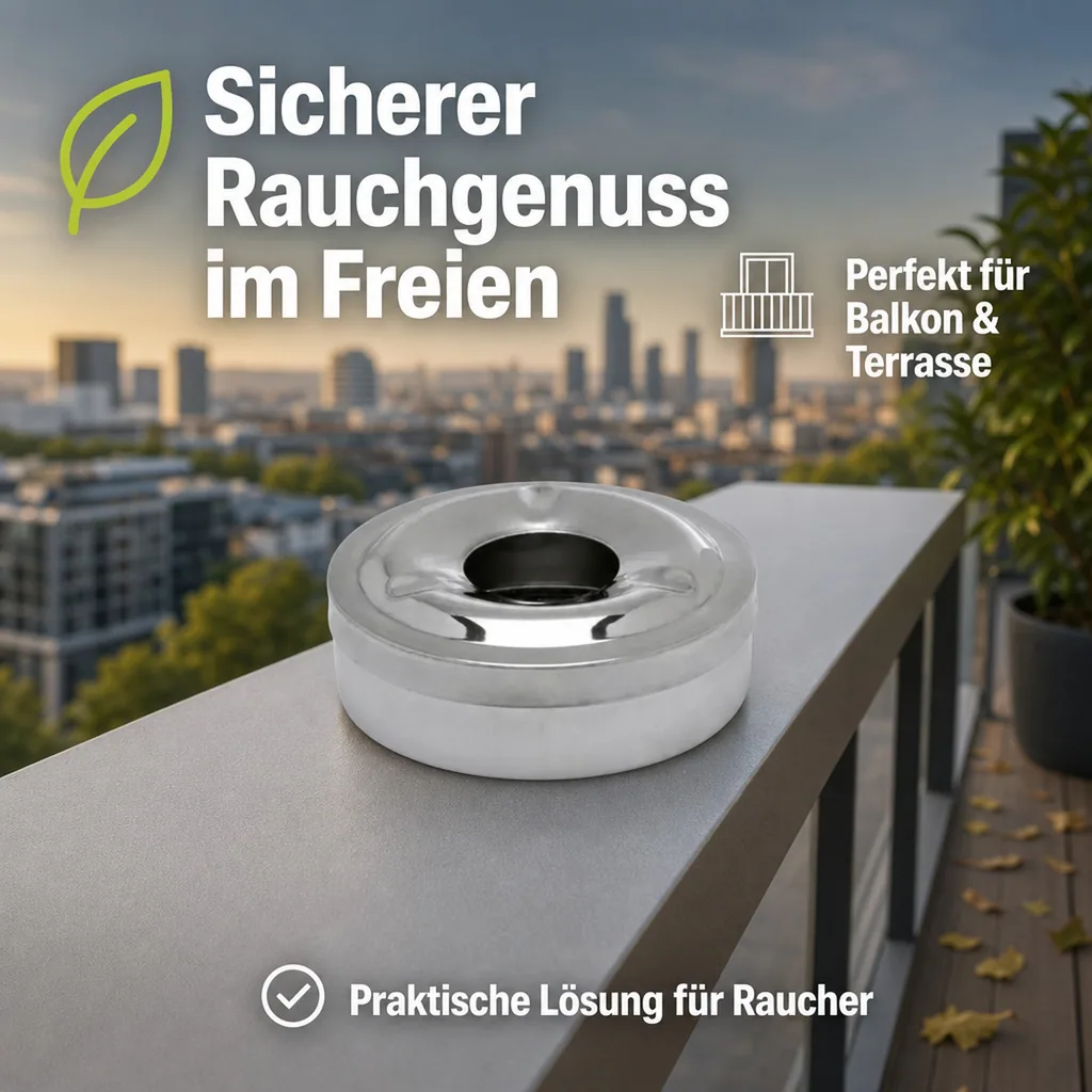 Aschenbecher, Windaschenbecher - Chromnickelstahl, für Balkon 11 cm