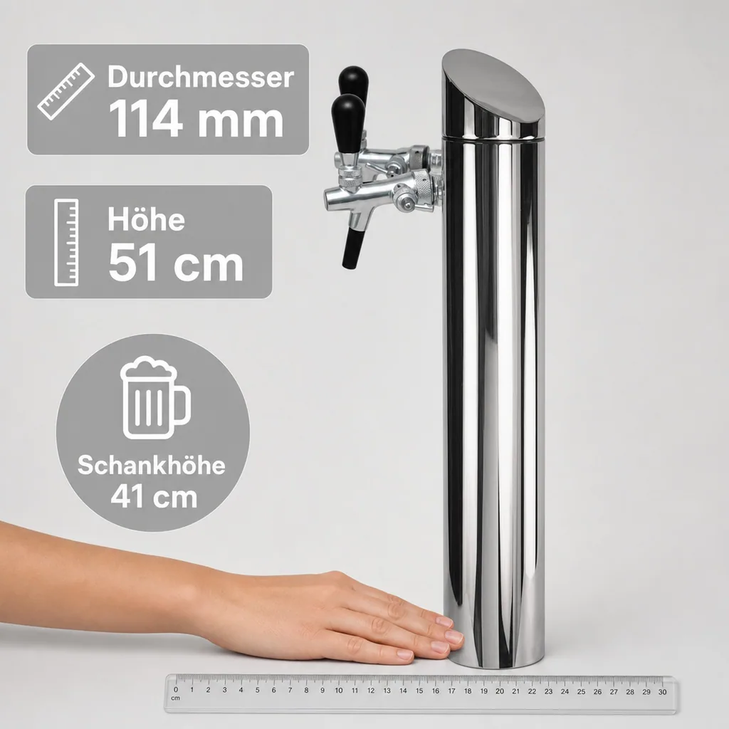 Schanksäule, Bierzapfsäule - Modell Tower, matt gebürstet, 2-leitig