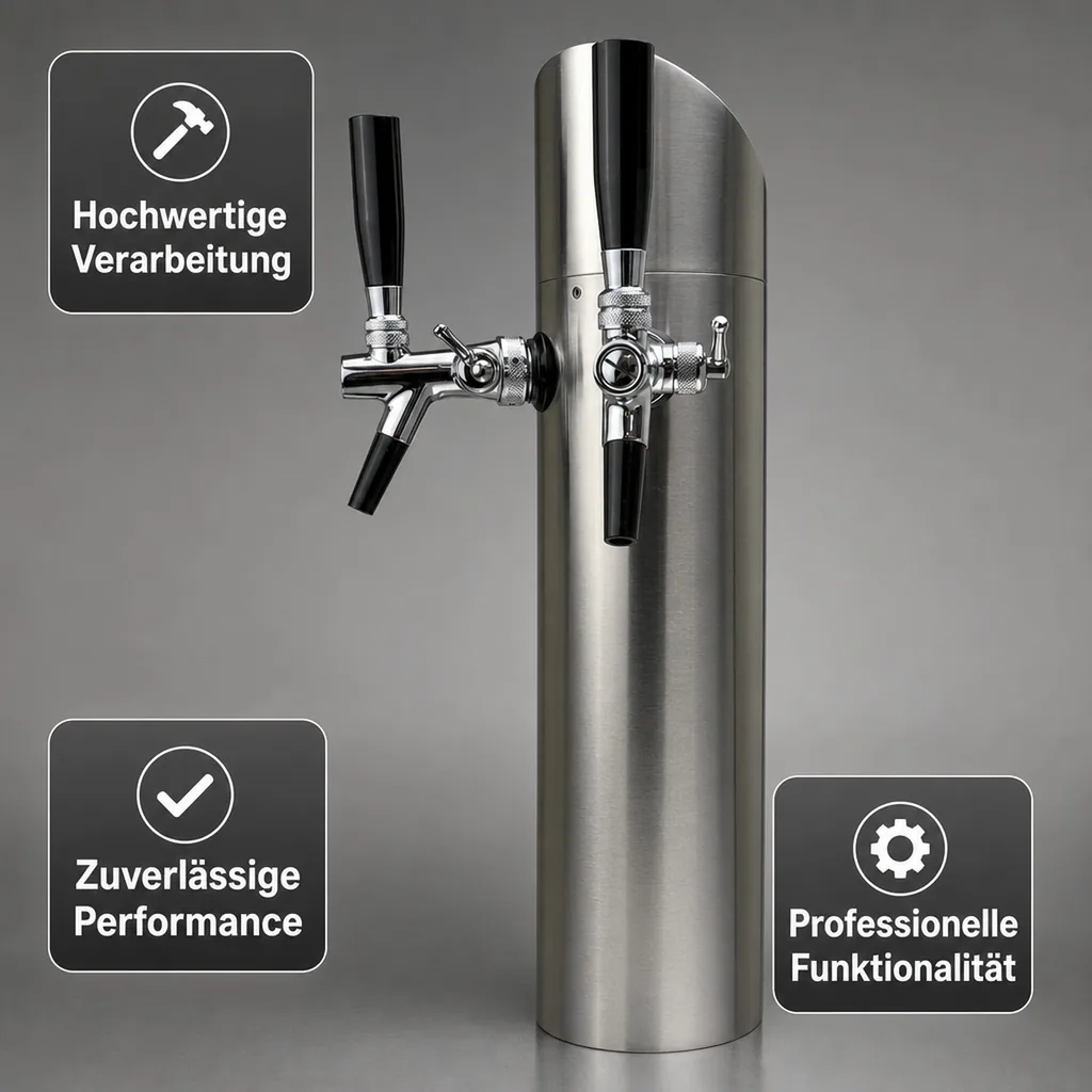 Schanksäule, Bierzapfsäule - Modell Tower, matt gebürstet, 2-leitig