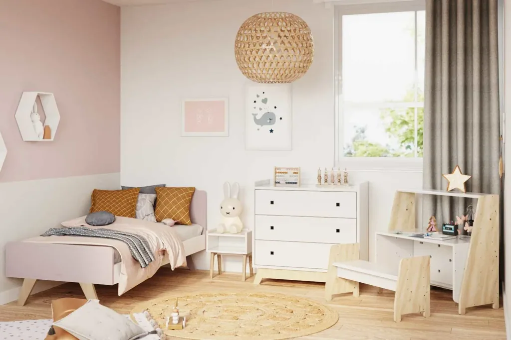 Mathy by Bols "Asymetry" Baby Beistellbett umbaubar zum Schreibtisch mit 1 Regal