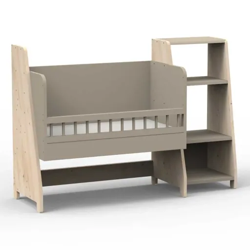 Mathy by Bols "Asymetry" Baby Beistellbett umbaubar zum Schreibtisch mit 1 Regal