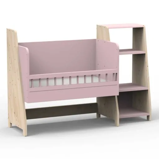 Mathy by Bols "Asymetry" Baby Beistellbett umbaubar zum Schreibtisch mit 1 Regal