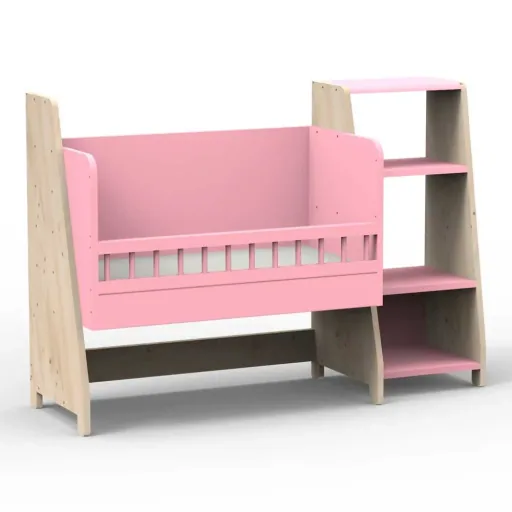 Mathy by Bols "Asymetry" Baby Beistellbett umbaubar zum Schreibtisch mit 1 Regal