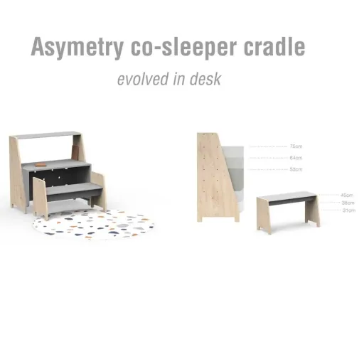 Mathy by Bols "Asymetry" Baby Beistellbett umbaubar zum Schreibtisch
