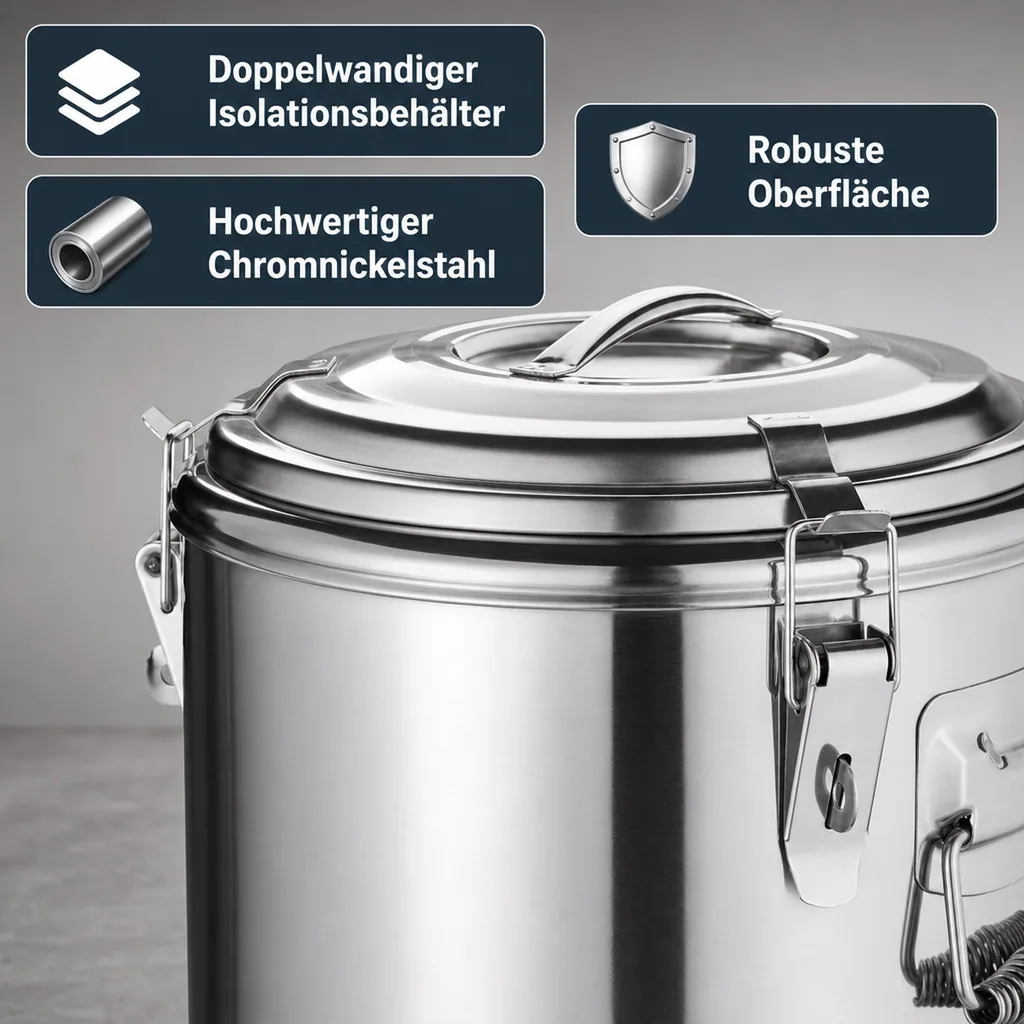 Thermobehälter Essen, Warmhaltebox, Thermotransportbehälter, Thermo Getränkebehälter - für den Transport von Lebensmitteln, 22L