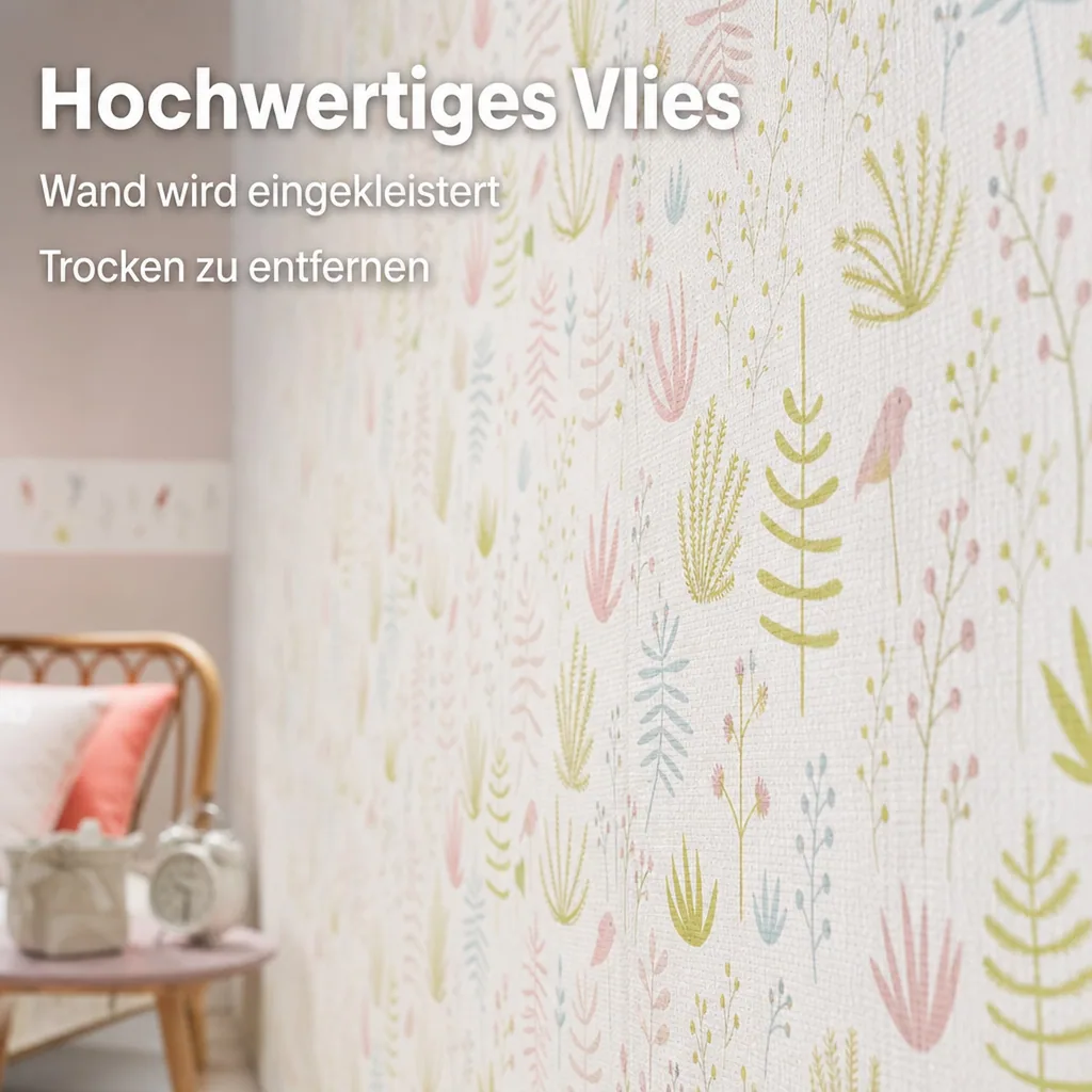 Casadeco Kindertapete Happy Dreams Gräser rosa grün