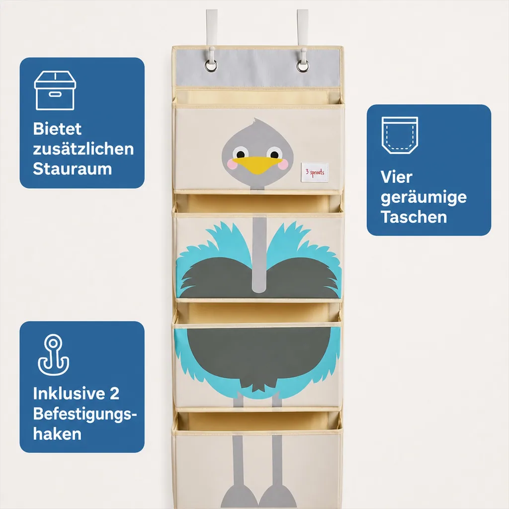3 Sprouts Wandaufbewahrung Utensilo Vogel Strauss