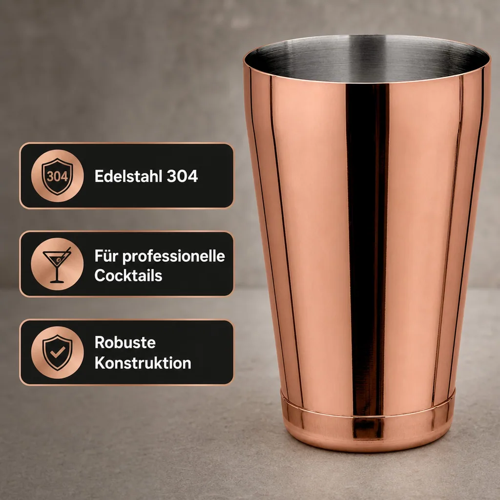 Cocktail Shaker TIN TIN Speed - (18oz): Edelstahl 304 in Kupfer-Optik - Für professionelle Cocktails & stilvolles Barkeeping