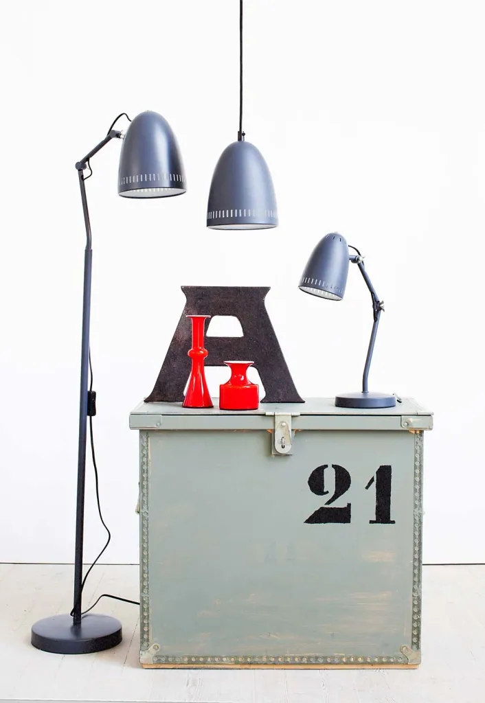 Superliving Metall Pendellampe "Dynamo" klein matt rauchblau