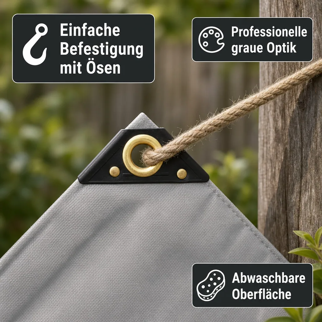 PVC Abdeckplane 650g, grau, 2x3m, wasserdicht, reißfest, Industrie Qualität