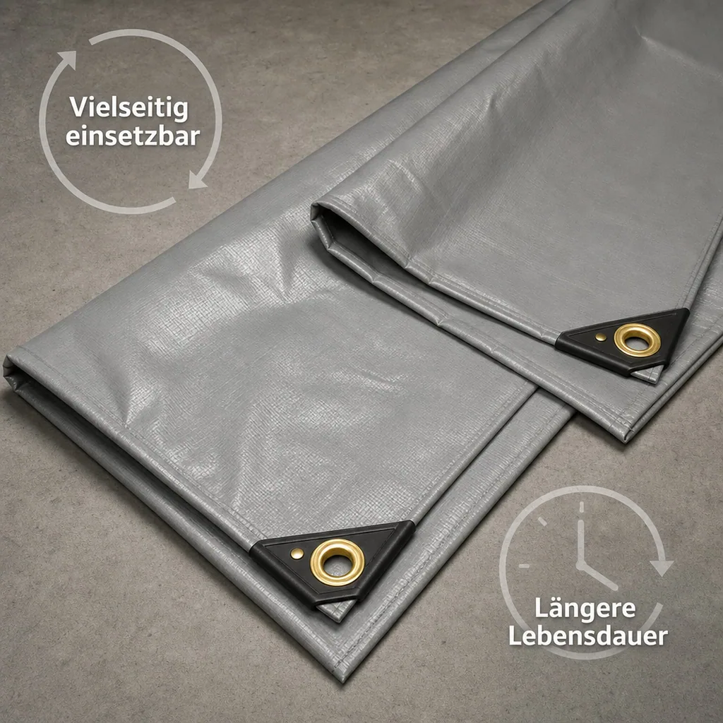 PVC Abdeckplane 650g, grau, 2x3m, wasserdicht, reißfest, Industrie Qualität