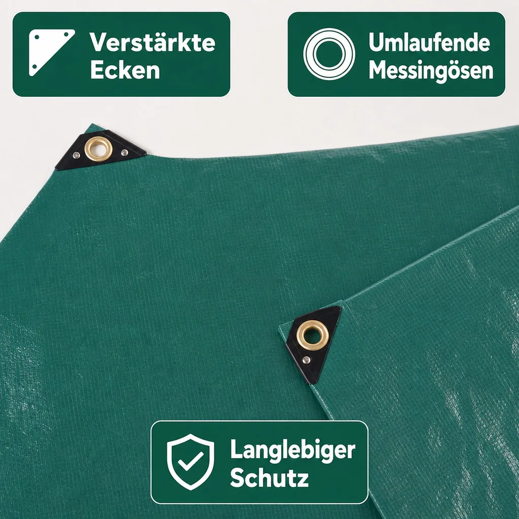 Abdeckplane, grüne Plane, 650 g/m², PVC, 5x5m (25m²), wasserdicht, reißfest