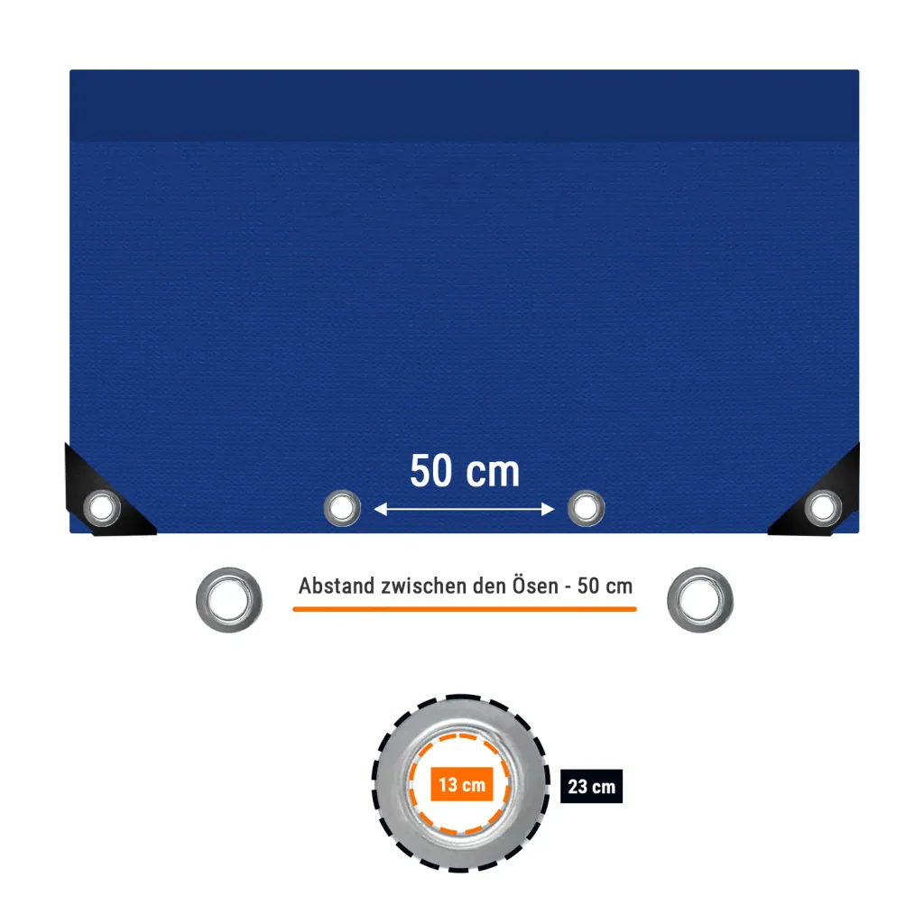 Abdeckplane PVC 650 g/m² blau 5x8m (40m²), wasserdicht und reißfest