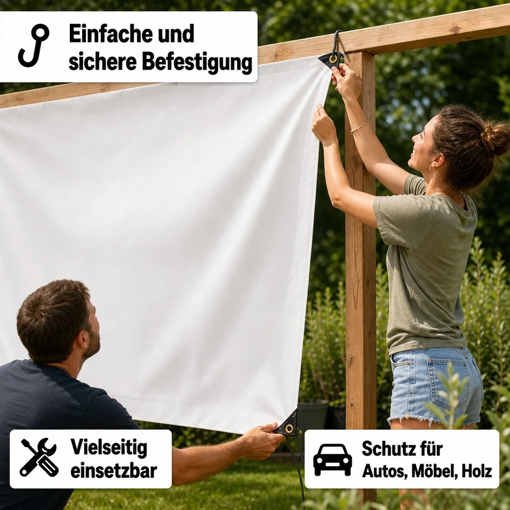 Abdeckplane, Gewebeplane, PVC Plane 650 g/m², 5 x 6m (30m²), weiß